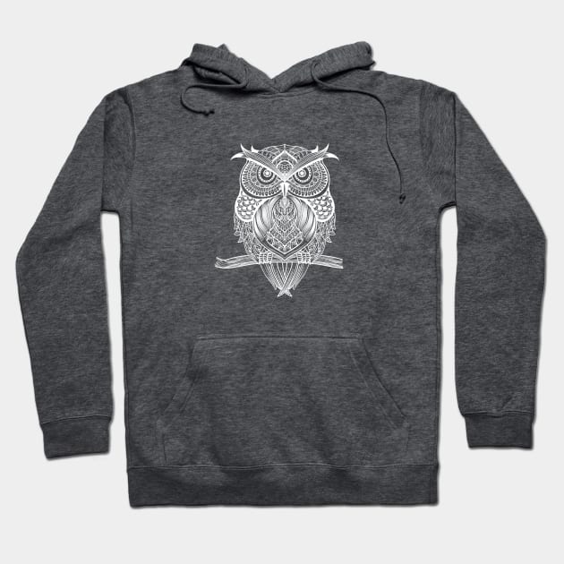 Decorative Owl - White Hoodie by marcusmattingly